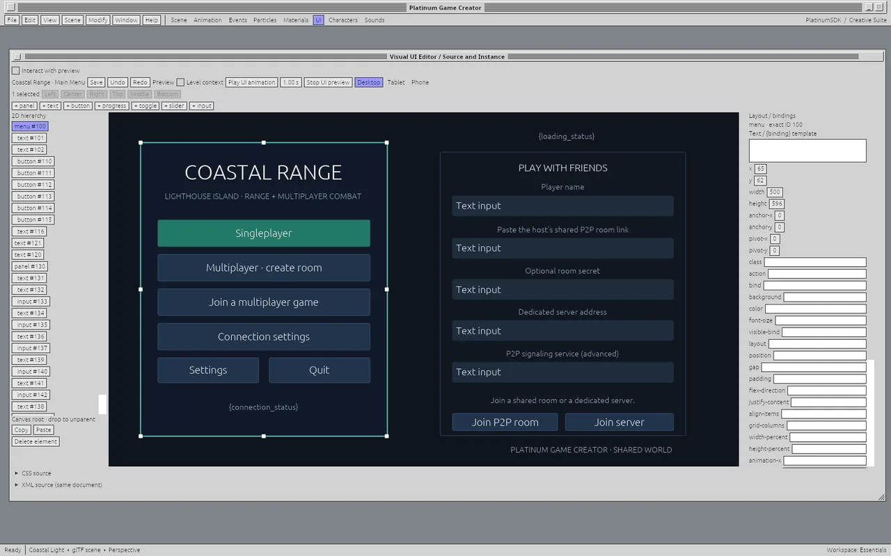 The UI editor assembles purpose-built authoring tools on the shared SDK foundation.